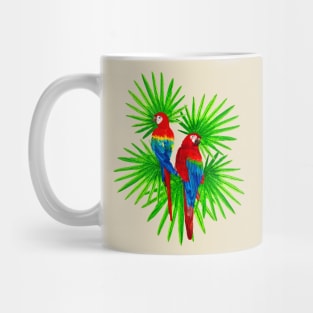 Macaw and Fan Palms in watercolor Mug